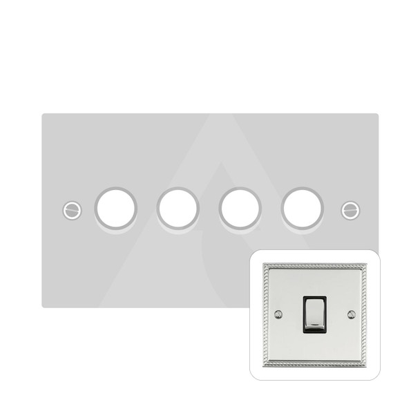 Georgian Elite Range 4 Gang LED Dimmer in Polished Chrome  - Trimless