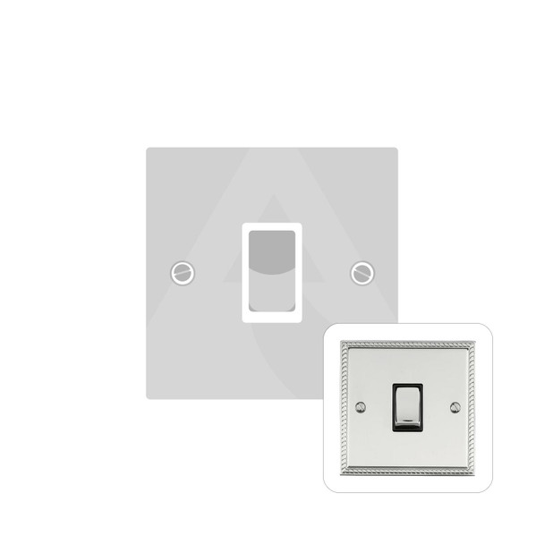 Georgian Elite Range 20A Double Pole Switch in Polished Chrome  - White Trim