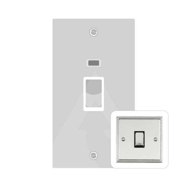 Georgian Elite Range 45A DP Cooker Switch with Neon (tall plate) in Polished Chrome  - Black Trim