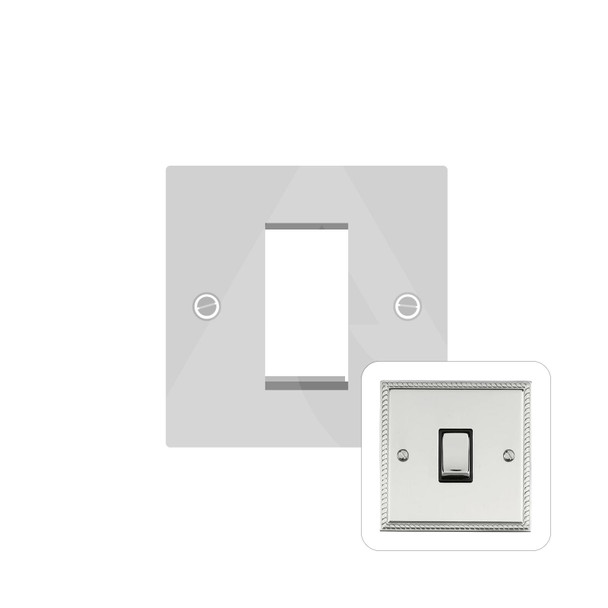 Georgian Elite Range 1 Module Euro Plate in Polished Chrome  - White Trim