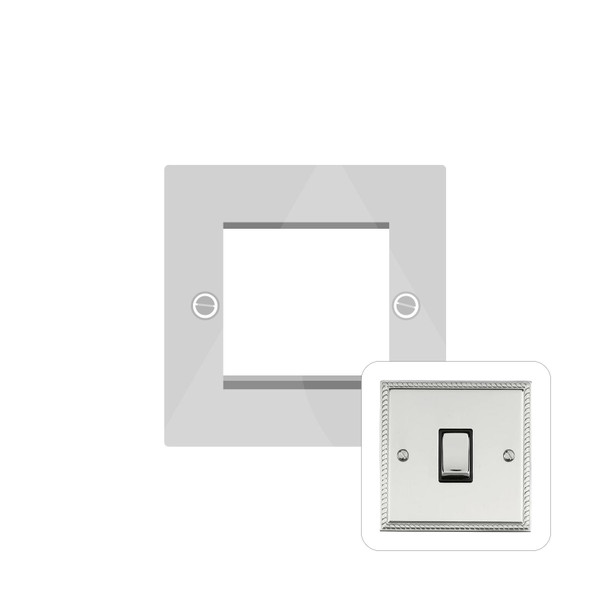 Georgian Elite Range 2 Module Euro Plate in Polished Chrome  - White Trim