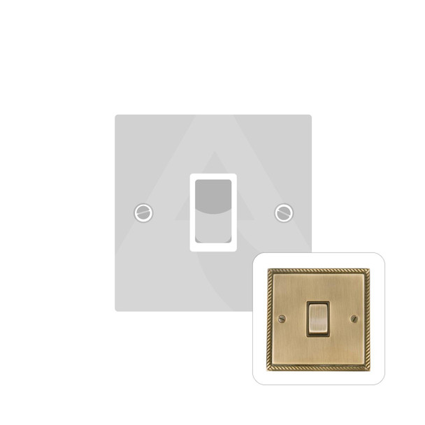 Georgian Elite Range 1 Gang Rocker Switch (10 Amp) in Antique Brass  - Black Trim