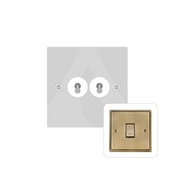 Georgian Elite Range 2 Gang Toggle Switch in Antique Brass  - Trimless