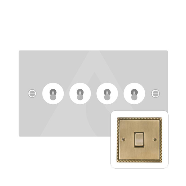 Georgian Elite Range 4 Gang Toggle Switch in Antique Brass  - Trimless