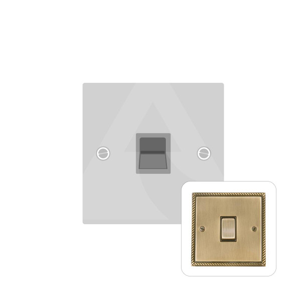 Georgian Elite Range 1 Gang Secondary Line Socket in Antique Brass  - Black Trim