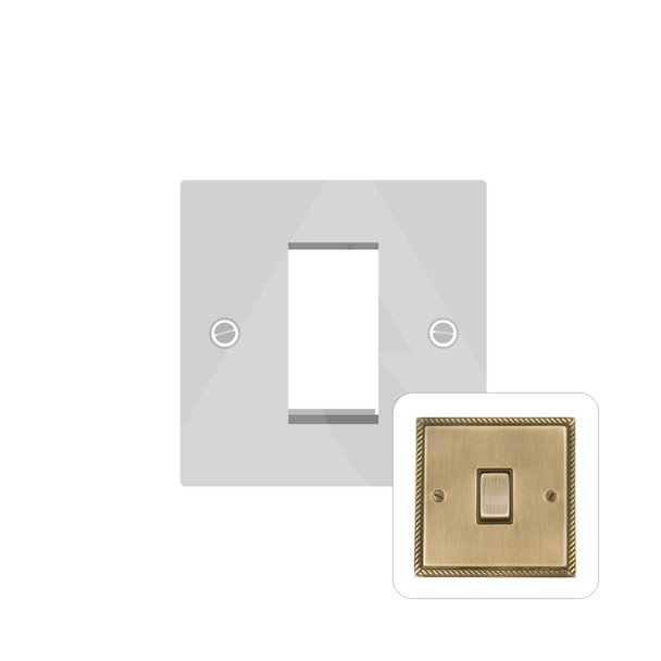 Georgian Elite Range 1 Module Euro Plate in Antique Brass  - Black Trim