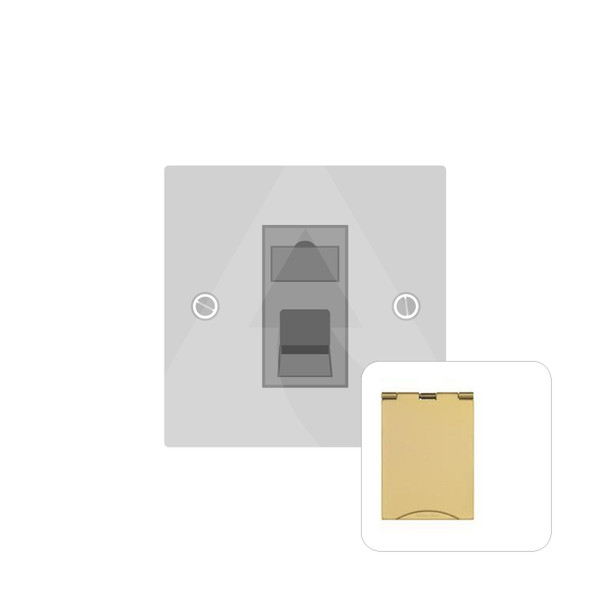 Elite Floor Socket Range 1 Gang RJ45 Floor Socket in Polished Brass  - White Trim