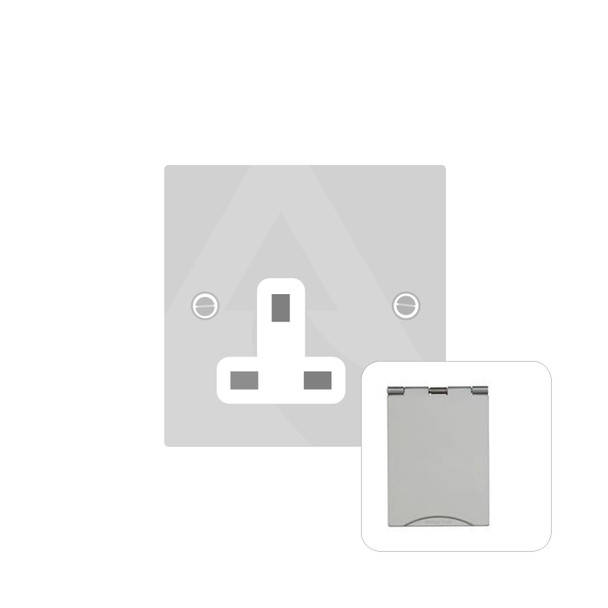 Elite Floor Socket Range Single Floor Socket Unswitched (13 Amp) in Polished Chrome  - White Trim