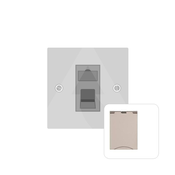 Elite Floor Socket Range 1 Gang RJ45 Floor Socket in Satin Nickel  - White Trim