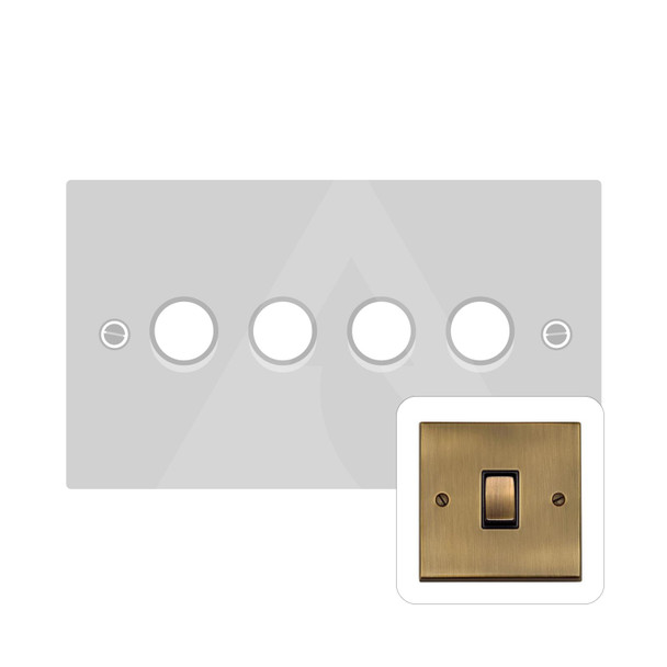 Richmond Elite Low Profile Range 4 Gang LED Dimmer in Antique Brass  - Trimless