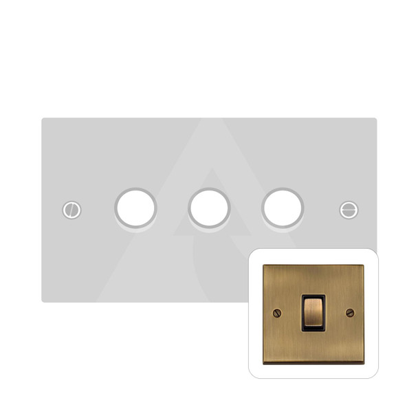 Richmond Elite Low Profile Range 3 Gang Dimmer (400 watts) in Antique Brass  - Trimless