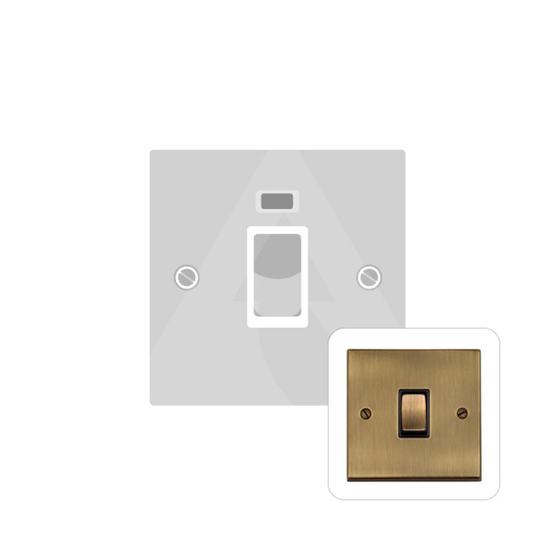 Richmond Elite Low Profile Range 45A DP Cooker Switch with Neon (single plate) in Antique Brass  - Black Trim