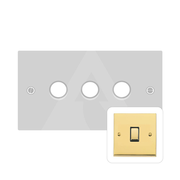 Richmond Elite Low Profile Range 3 Gang LED Dimmer in Polished Brass  - Trimless