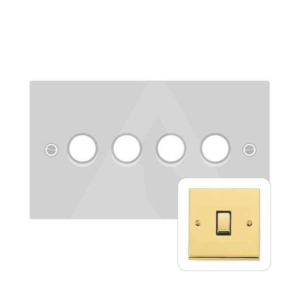Richmond Elite Low Profile Range 4 Gang LED Dimmer in Polished Brass  - Trimless