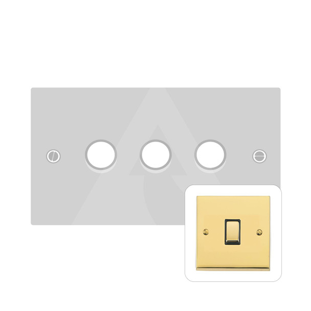 Richmond Elite Low Profile Range 3 Gang Dimmer (400 watts) in Polished Brass  - Trimless