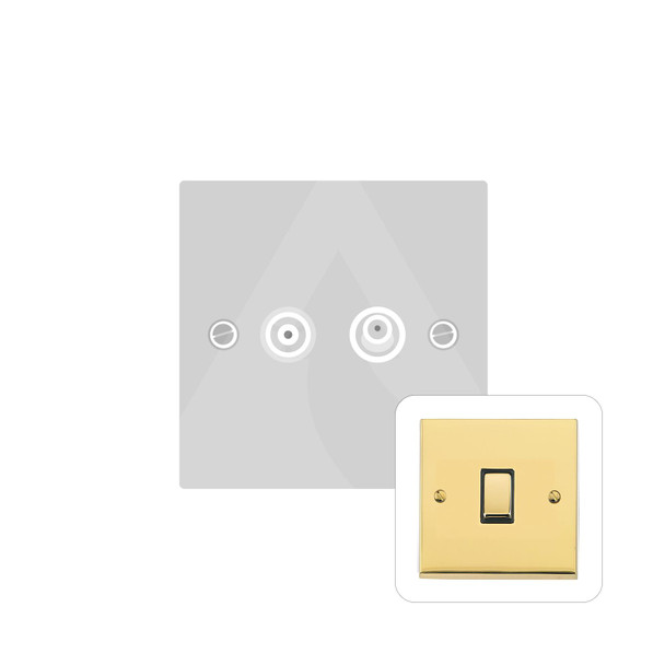 Richmond Elite Low Profile Range TV/Satellite Socket in Polished Brass  - Black Trim