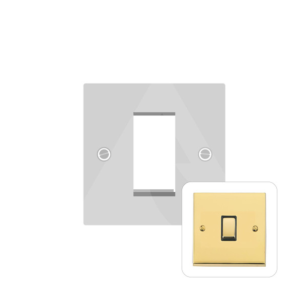 Richmond Elite Low Profile Range 1 Module Euro Plate in Polished Brass  - White Trim