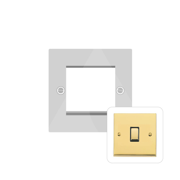 Richmond Elite Low Profile Range 2 Module Euro Plate in Polished Brass  - Black Trim