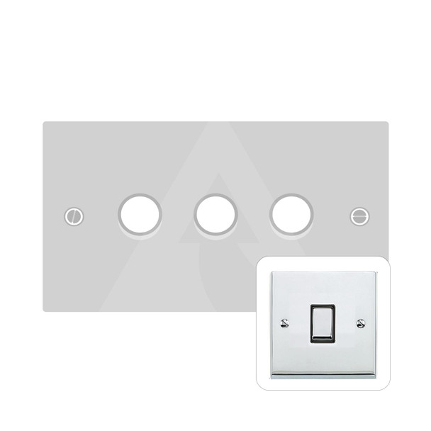 Richmond Elite Low Profile Range 3 Gang LED Dimmer in Polished Chrome  - Trimless