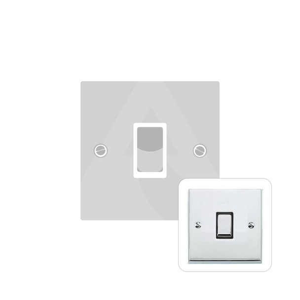 Richmond Elite Low Profile Range 20A Double Pole Switch in Polished Chrome  - White Trim