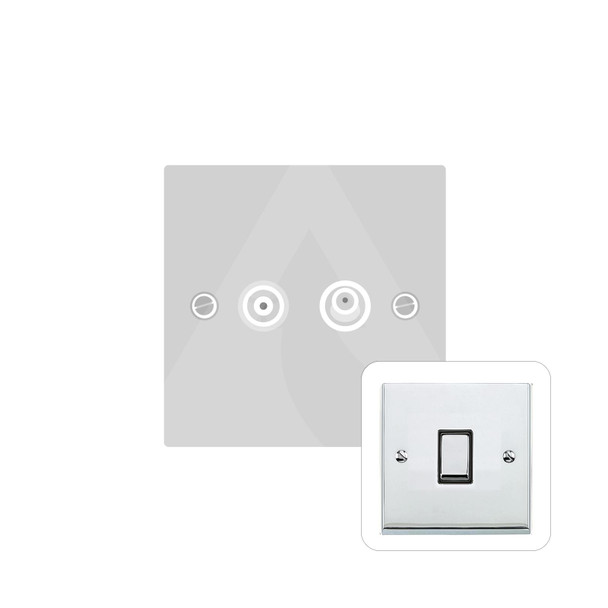 Richmond Elite Low Profile Range TV/Satellite Socket in Polished Chrome  - Black Trim