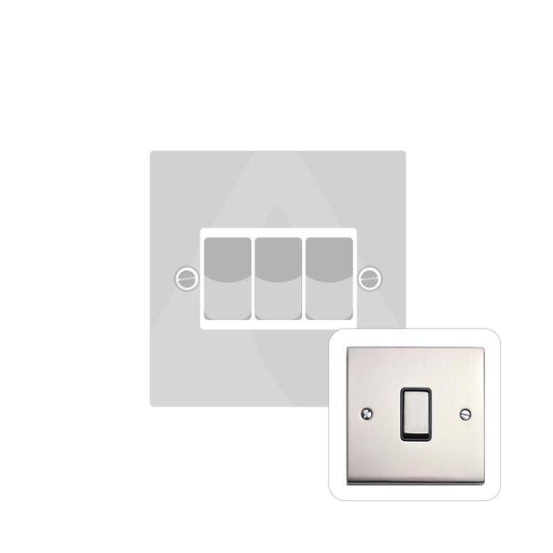 Richmond Elite Low Profile Range 3 Gang Rocker Switch (10 Amp) in Satin Nickel  - White Trim