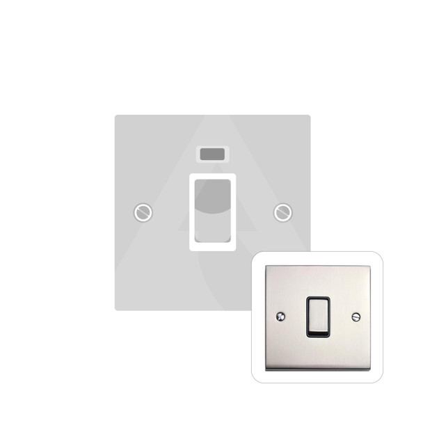 Richmond Elite Low Profile Range 45A DP Cooker Switch with Neon (single plate) in Satin Nickel  - White Trim