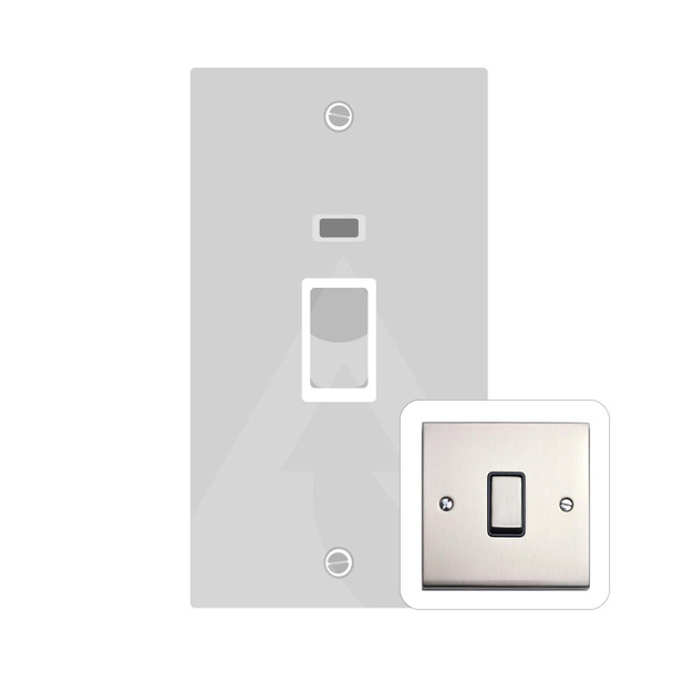 Richmond Elite Low Profile Range 45A DP Cooker Switch with Neon (tall plate) in Satin Nickel  - Black Trim