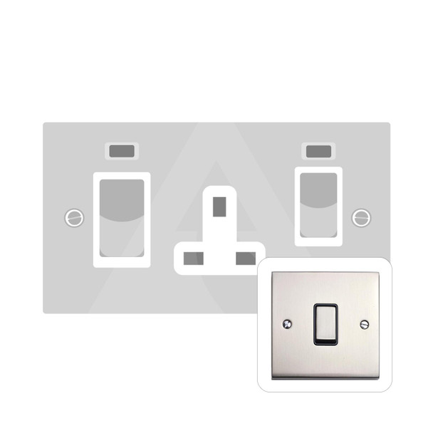 Richmond Elite Low Profile Range 45A Cooker Unit + 13A Socket in Satin Nickel  - White Trim