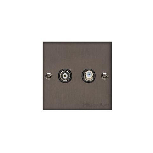 Richmond Elite Low Profile Range TV/Satellite Socket in Matt Bronze  - Black Trim