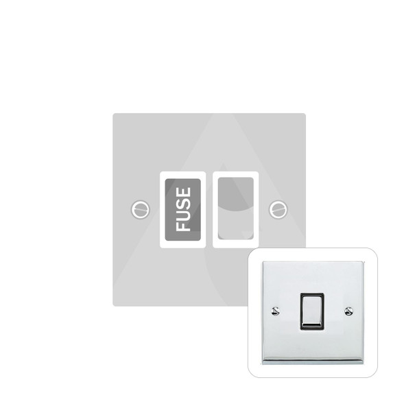 Victorian Elite Range Switched Spur (13 Amp) in Polished Chrome  - White Trim