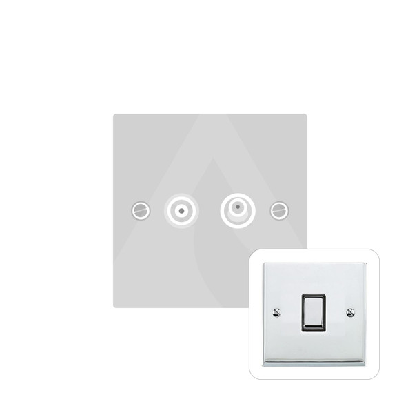 Victorian Elite Range TV/Satellite Socket in Polished Chrome  - White Trim