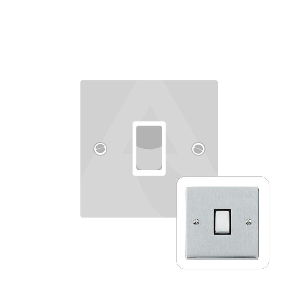 Victorian Elite Range 1 Gang Rocker Switch (10 Amp) in Satin Chrome  - White Trim