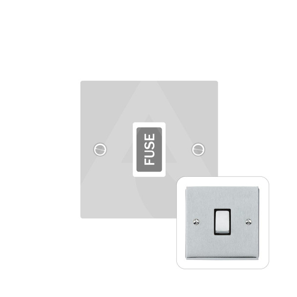 Victorian Elite Range Unswitched Spur (13 Amp) in Satin Chrome  - White Trim