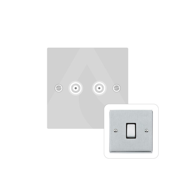 Victorian Elite Range 2 Gang TV Coaxial Socket in Satin Chrome  - White Trim