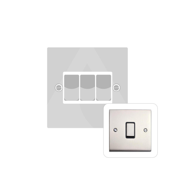 Victorian Elite Range 3 Gang Rocker Switch (10 Amp) in Satin Nickel  - White Trim