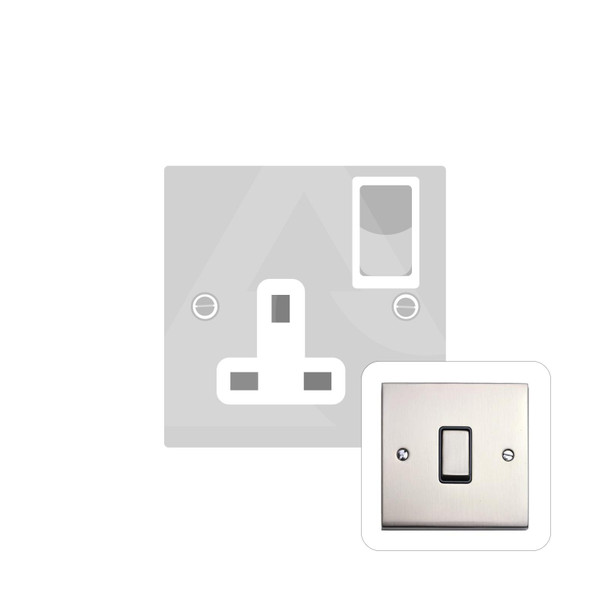 Victorian Elite Range Single Socket (13 Amp) in Satin Nickel  - White Trim