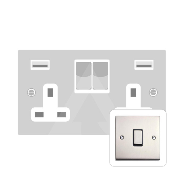 Victorian Elite Range Double USB Socket (13 Amp) in Satin Nickel  - White Trim