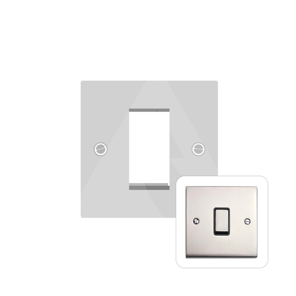 Victorian Elite Range 1 Module Euro Plate in Satin Nickel  - Black Trim