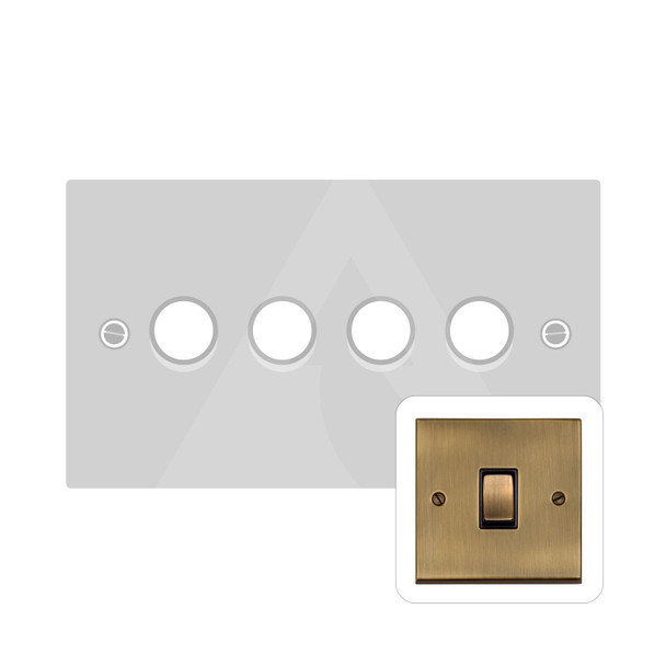 Victorian Elite Range 4 Gang Dimmer (400 watts) in Antique Brass  - Trimless