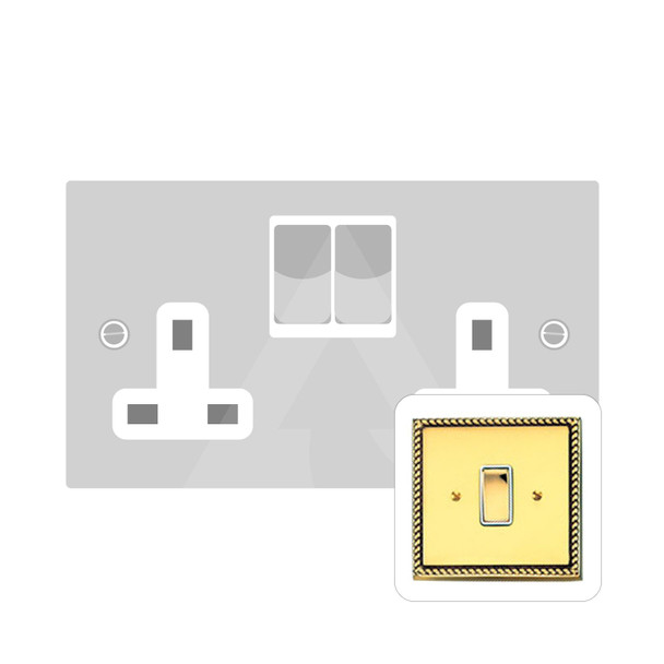 Contractor Range Double Socket (13 Amp) in Polished Brass  - White Trim