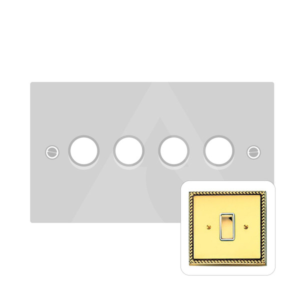 Contractor Range 4 Gang LED Dimmer in Polished Brass  - Trimless