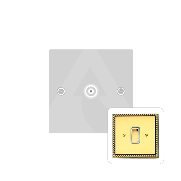 Contractor Range 1 Gang Isolated TV Coaxial Socket in Polished Brass  - White Trim