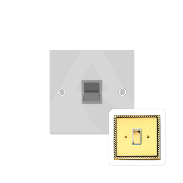 Contractor Range 1 Gang Secondary Line Socket in Polished Brass  - White Trim