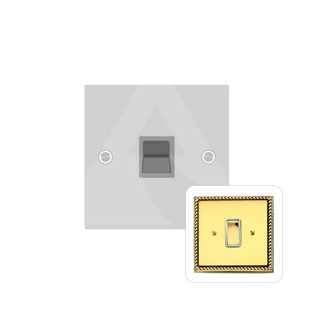 Contractor Range 1 Gang Secondary Line Socket in Polished Brass  - Black Trim