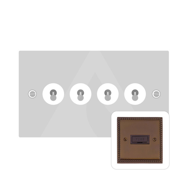 Contractor Range 4 Gang Toggle Switch in Polished Bronze  - Trimless