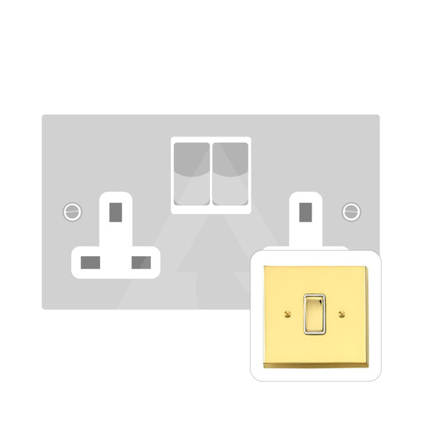 Contractor Range Double Socket (13 Amp) in Polished Brass  - Black Trim - V950BN