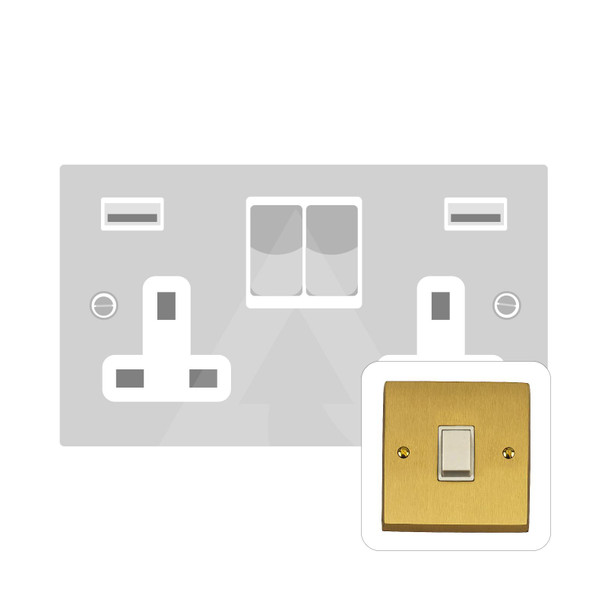 Contractor Range Double USB Socket (13 Amp) in Satin Brass  - White Trim