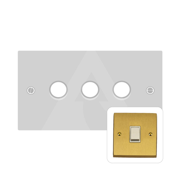 Contractor Range 3 Gang LED Dimmer in Satin Brass  - Trimless