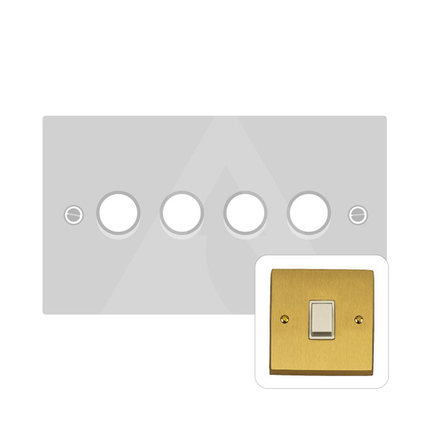 Contractor Range 4 Gang LED Dimmer in Satin Brass  - Trimless